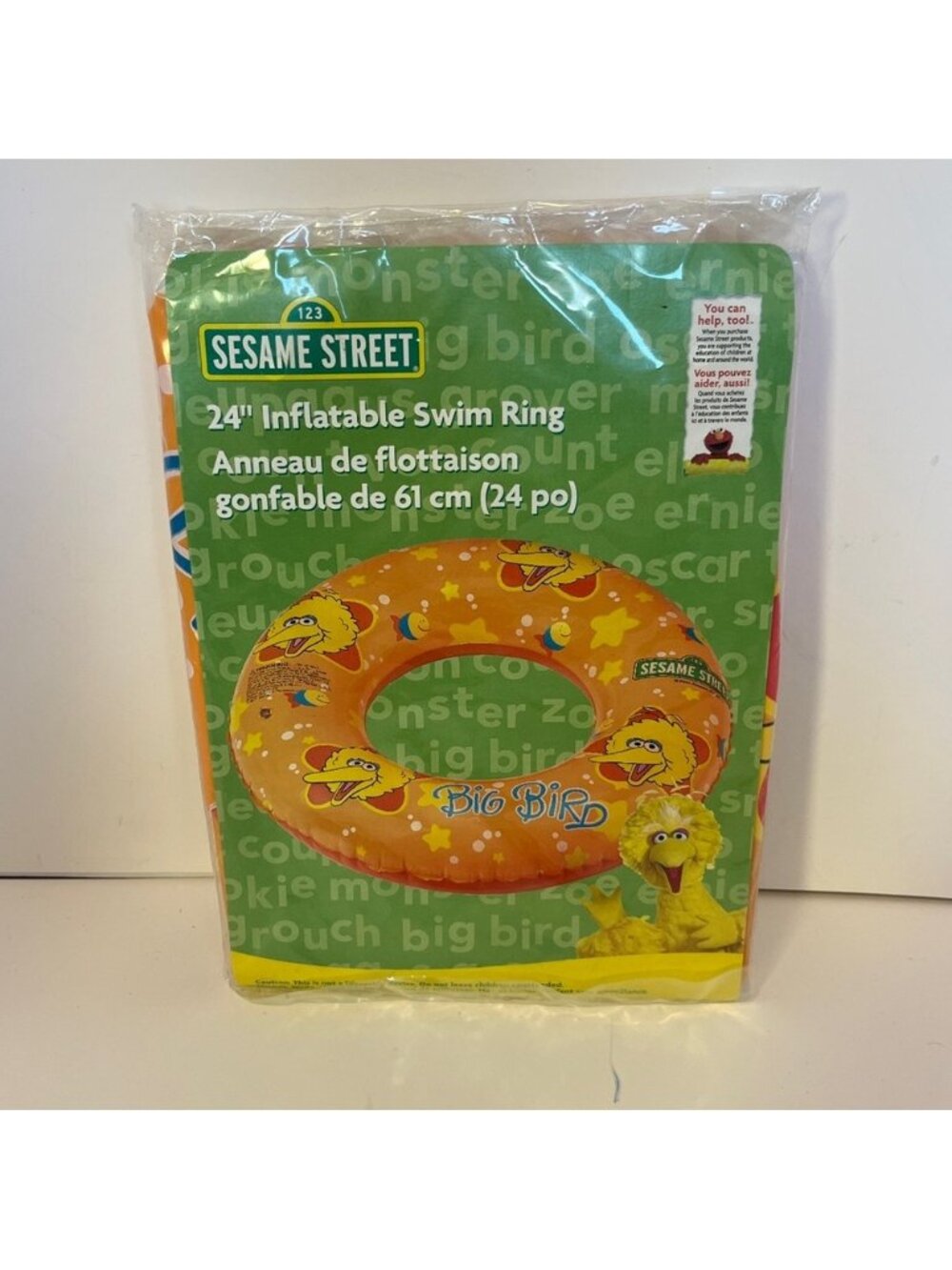 Vintage 2004 Sesame Street Inflatable Swim Ring Big Bird 24" Pool Toy NEW